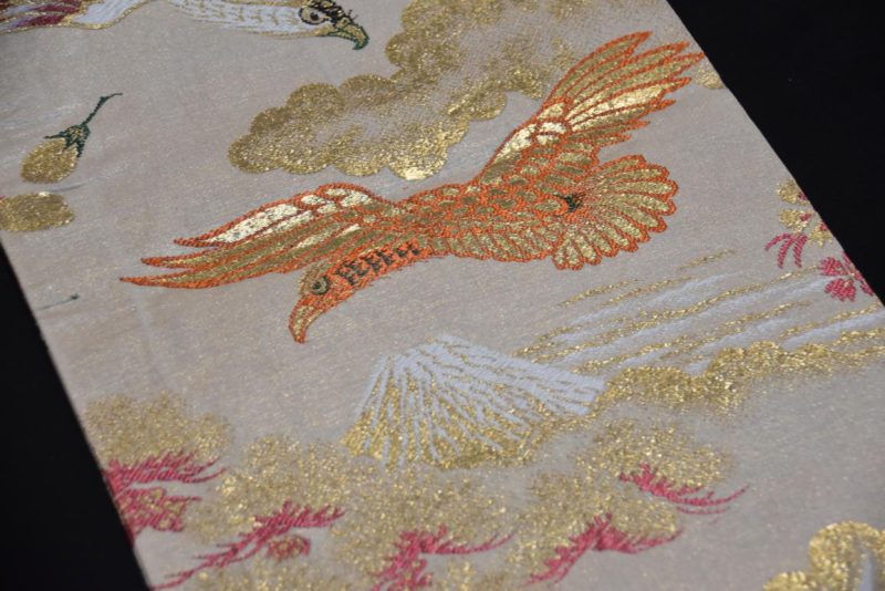Flying Cranes and Hawkes Obi Double sided. - Image 4