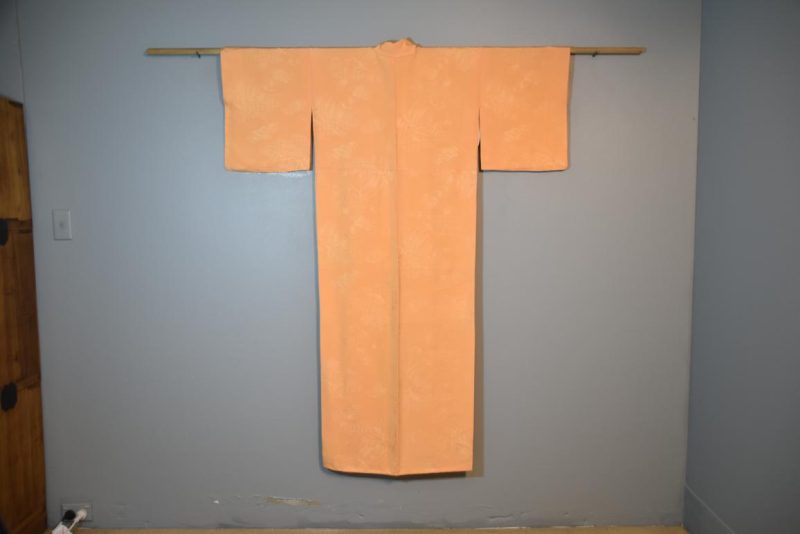 Peach Silk Jacquard Kimono