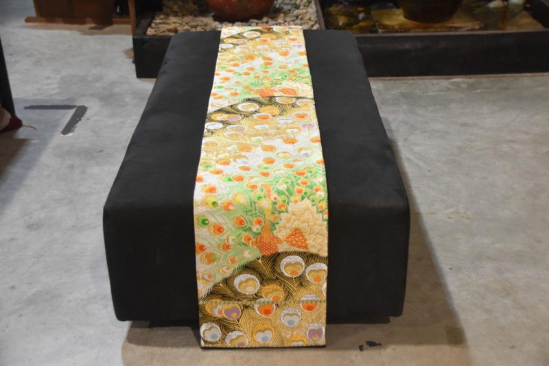 Japanese Silk Obi with Peacock Design