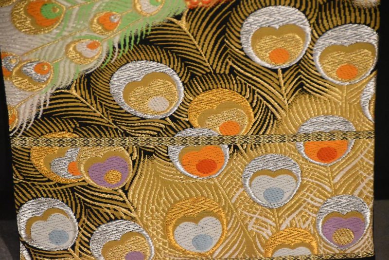 Japanese Silk Obi with Peacock Design - Image 2