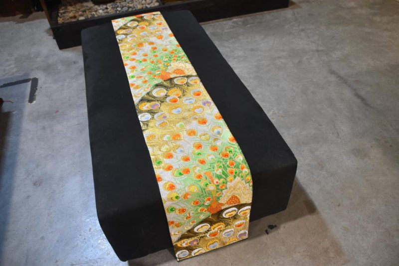Japanese Silk Obi with Peacock Design - Image 7