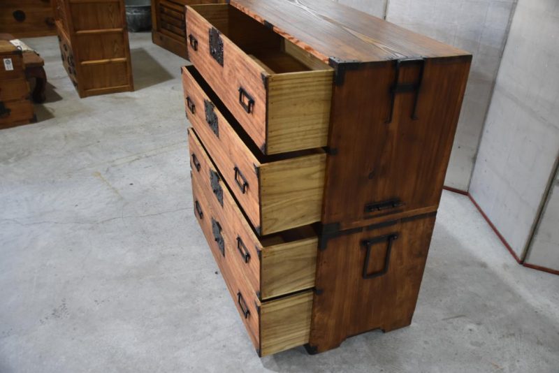 Antique 2 Section Clothing Chest 4 Drawers Width:955mm - Image 8