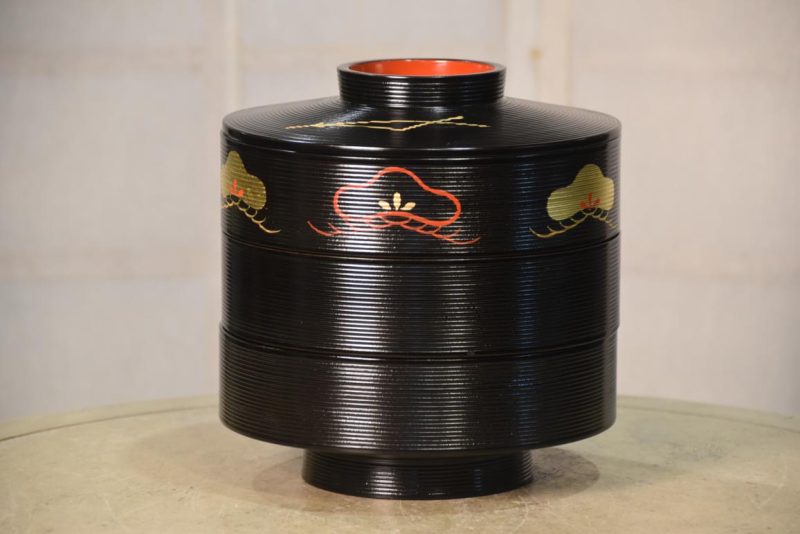 Chochin Shaped Jubako Lacquer Box Width:200mm