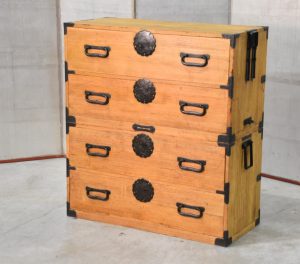 Antique 4 Drawer Clothing Chest with Silver Inlay (2 Sections)Width:955mm