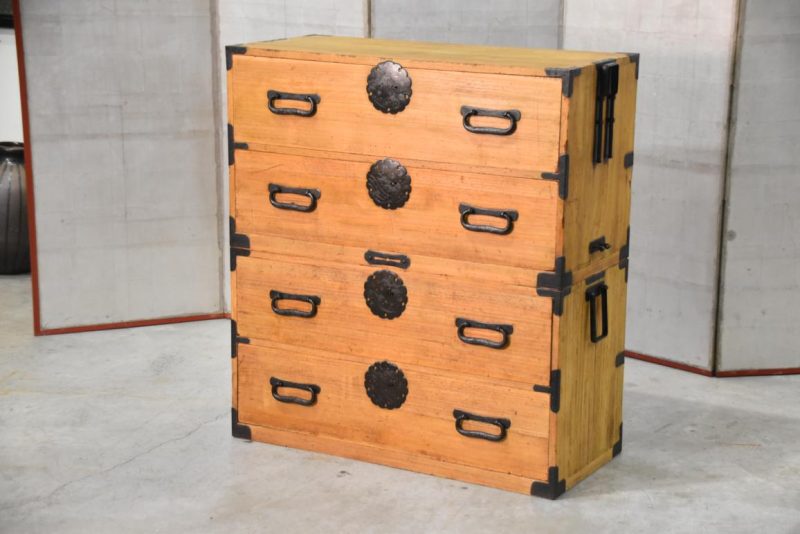 Antique 4 Drawer Clothing Chest with Silver Inlay (2 Sections)Width:955mm