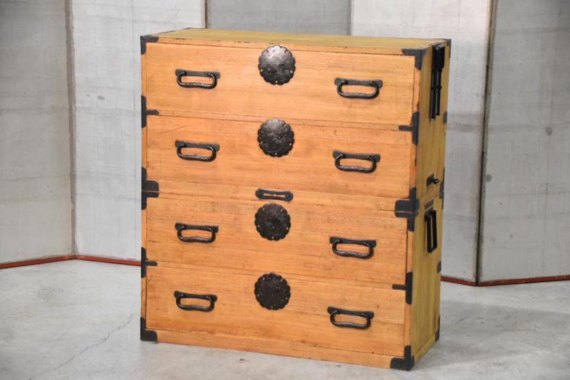 Antique 4 Drawer Clothing Chest with Silver Inlay (2 Sections)Width:955mm - Image 2