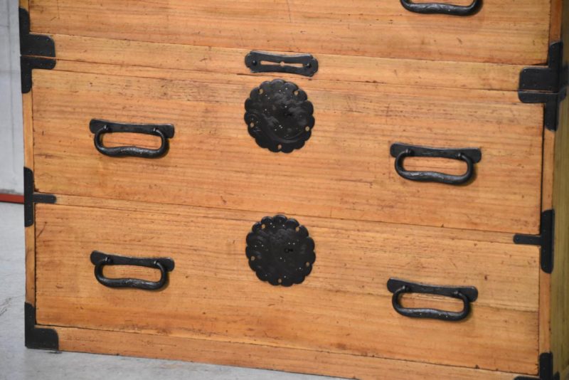 Antique 4 Drawer Clothing Chest with Silver Inlay (2 Sections)Width:955mm - Image 12