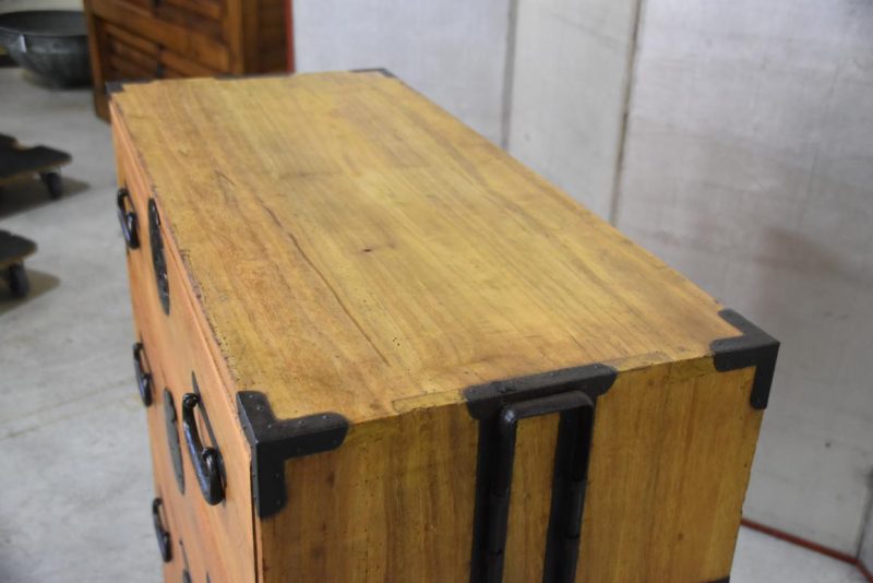 Antique 4 Drawer Clothing Chest with Silver Inlay (2 Sections)Width:955mm - Image 7