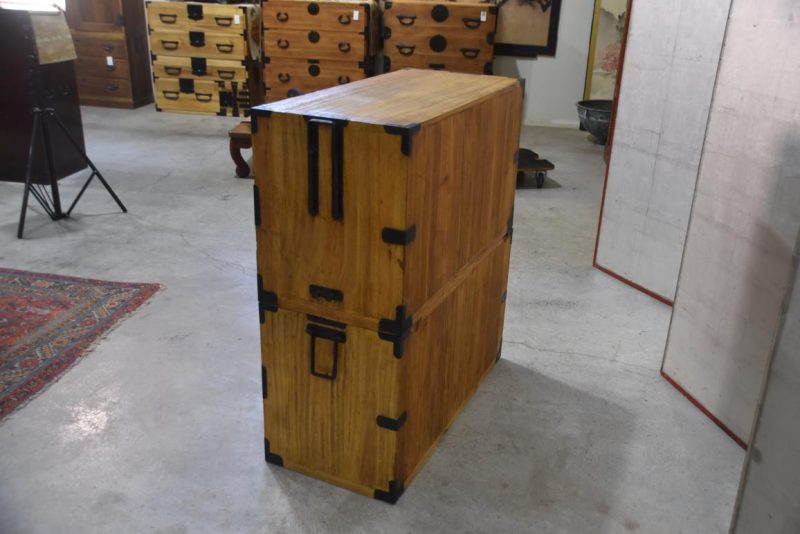 Antique 4 Drawer Clothing Chest with Silver Inlay (2 Sections)Width:955mm - Image 6