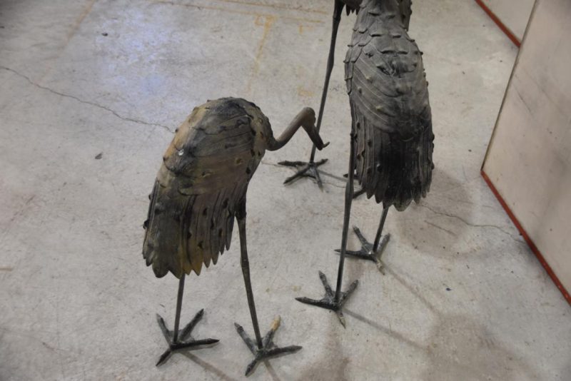 3 x Japanese Bronze Garden Cranes Height:1100mm - Image 2