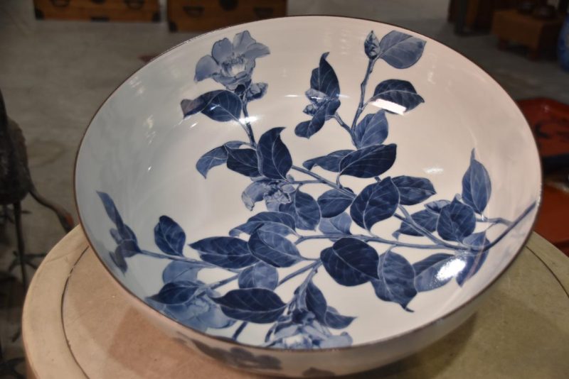 Blue and White Porcelain Bowl decorated with Camellias Width:425mm - Image 8