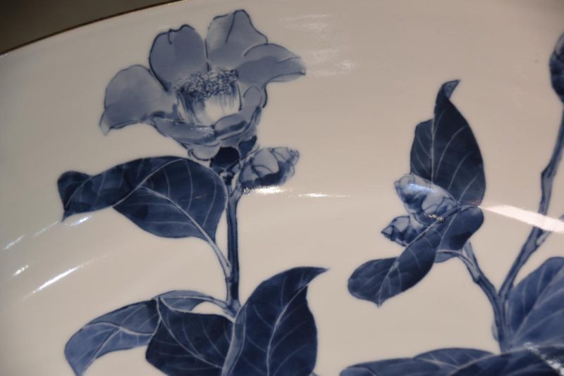 Blue and White Porcelain Bowl decorated with Camellias Width:425mm - Image 7