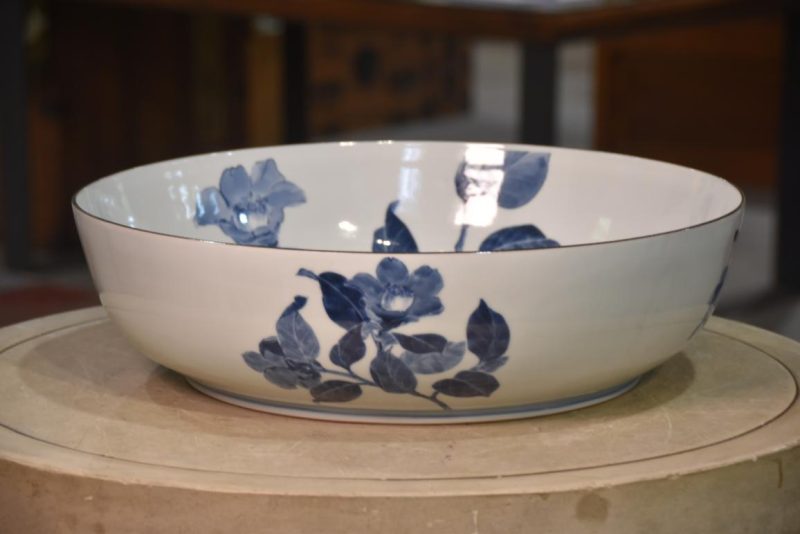 Blue and White Porcelain Bowl decorated with Camellias Width:425mm - Image 6