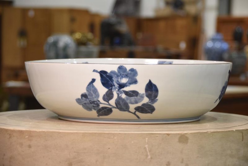 Blue and White Porcelain Bowl decorated with Camellias Width:425mm - Image 5