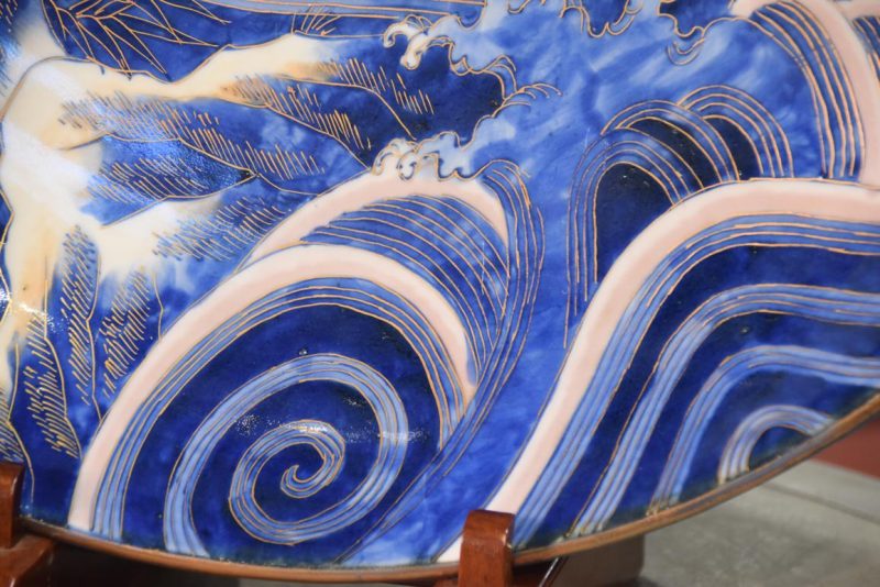 Large Coloured Imari Koi Charger Width:537mm - Image 5