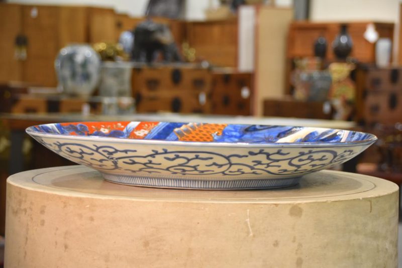 Large Coloured Imari Koi Charger Width:537mm - Image 3