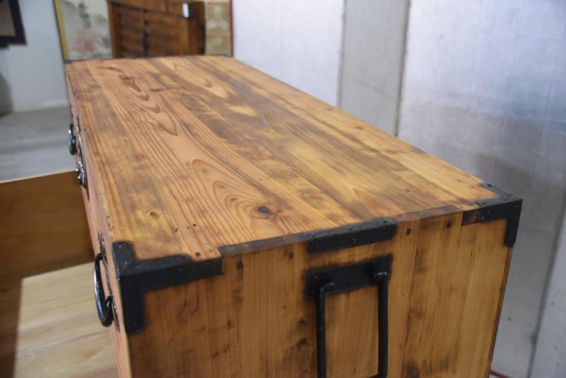 Antique 4 Drawer Nihonmatsu Clothing Chest (2 Sections)Width:1140mm - Image 10