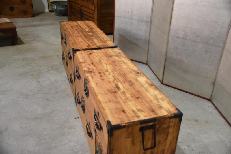 Antique 4 Drawer Nihonmatsu Clothing Chest (2 Sections)Width:1140mm - Image 3