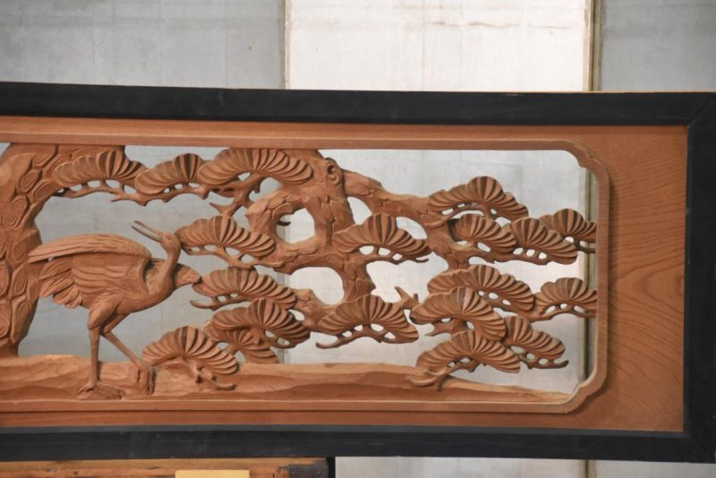 Japanese Elm Wood Transom of a Crane, Bamboo, Pine and PlumWidth:1850mm's - Image 4
