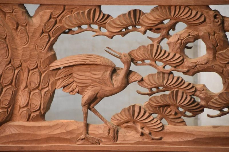 Japanese Elm Wood Transom of a Crane, Bamboo, Pine and PlumWidth:1850mm's - Image 3
