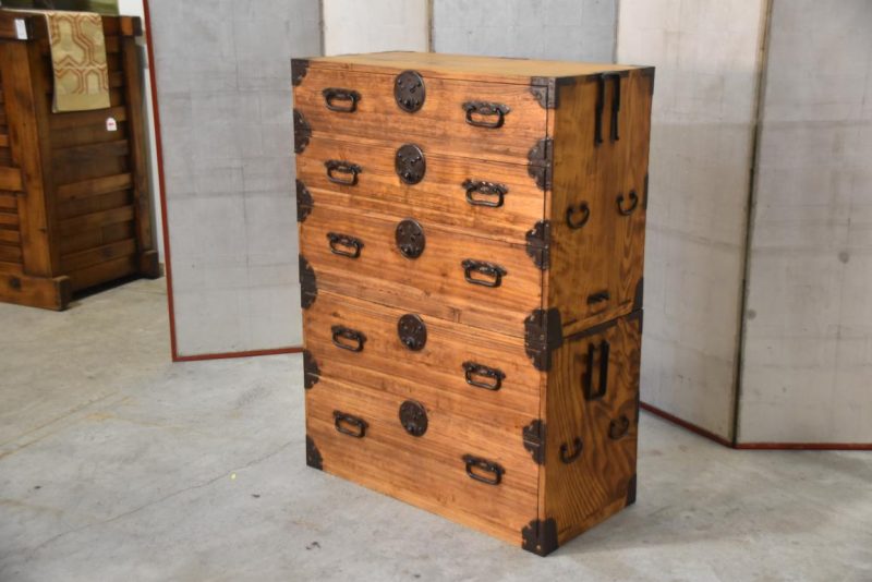 Antique 5 Drawer Clothing Chest (2 Sections)Width:880mm - Image 10