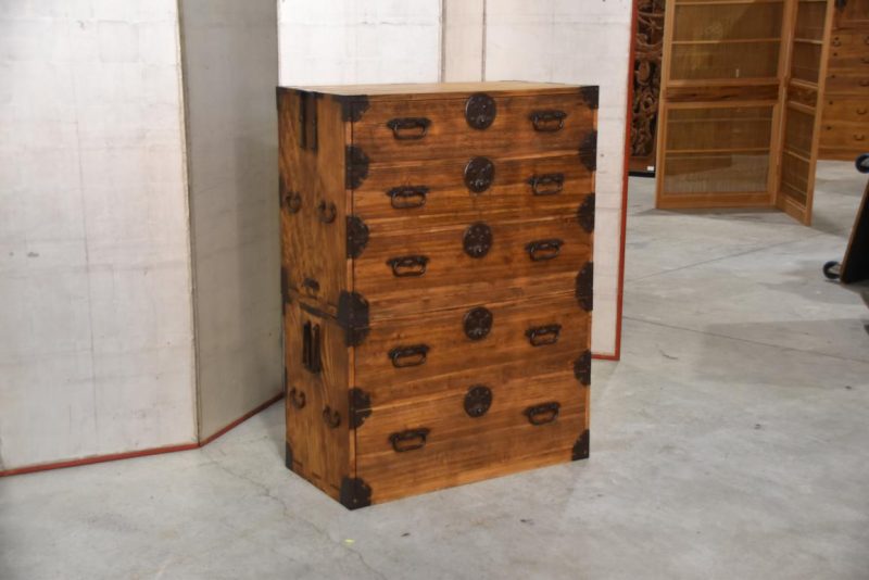 Antique 5 Drawer Clothing Chest (2 Sections)Width:880mm - Image 6