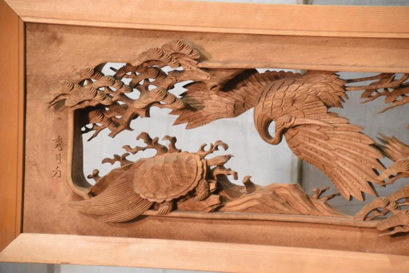 Japanese Transom of a Crane, Turtle and Pine Width:1750mm - Image 2