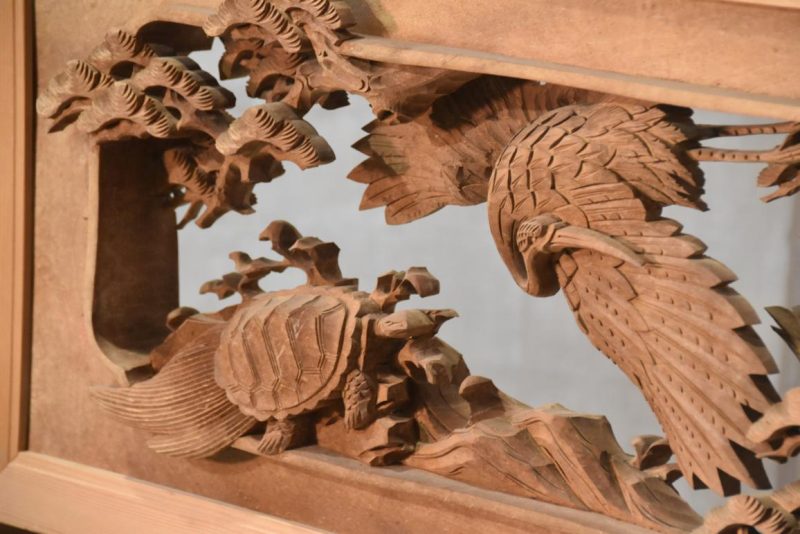 Japanese Transom of a Crane, Turtle and Pine Width:1750mm - Image 4