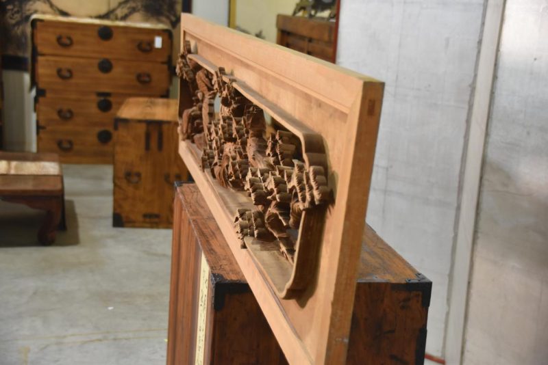 Japanese Transom of a Crane, Turtle and Pine Width:1750mm - Image 3