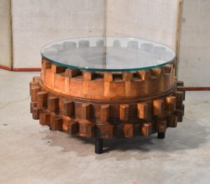 Japanese Antique Elm Wood Cog Table Width:780mm