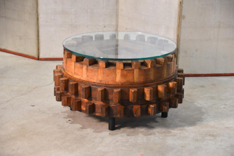 Japanese Antique Elm Wood Cog Table Width:780mm