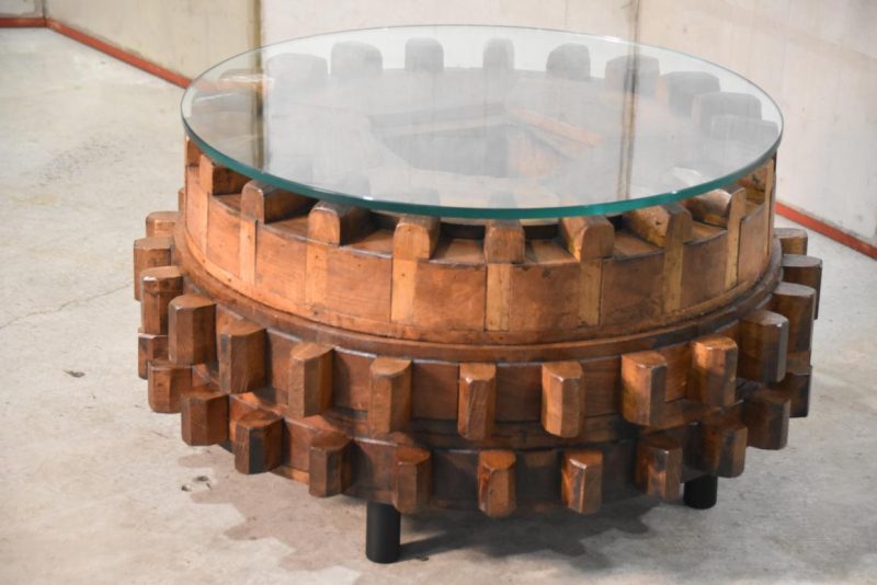 Japanese Antique Elm Wood Cog Table Width:780mm - Image 2