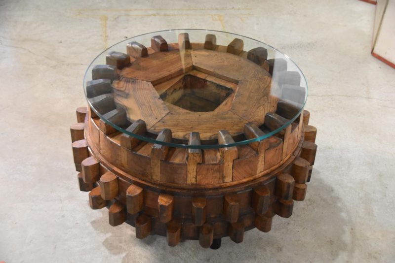 Japanese Antique Elm Wood Cog Table Width:780mm - Image 8