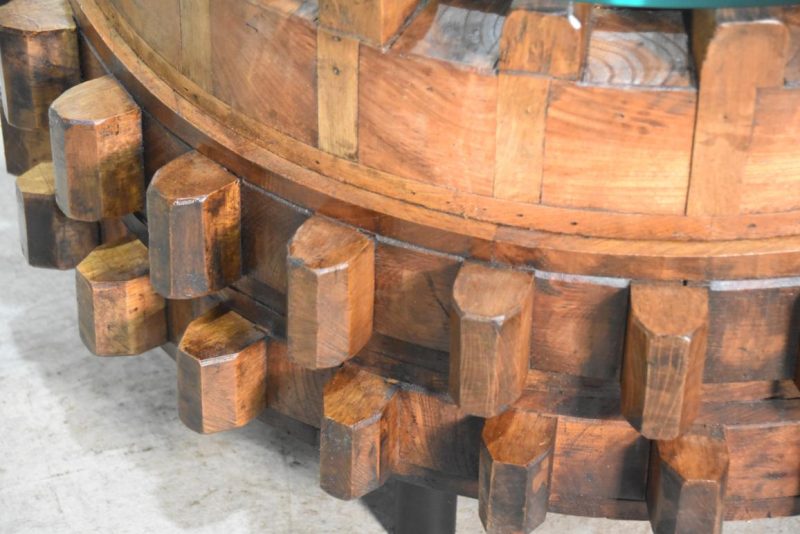 Japanese Antique Elm Wood Cog Table Width:780mm - Image 4