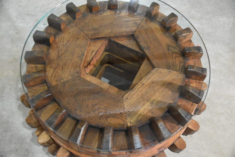 Japanese Antique Elm Wood Cog Table Width:780mm - Image 3