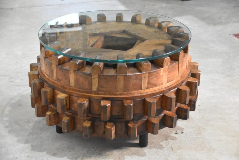 Japanese Antique Elm Wood Cog Table Width:780mm - Image 9