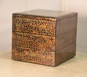 Japanese Wakasa Lacquer Jubako Stacking Lidded Box Width:230mm