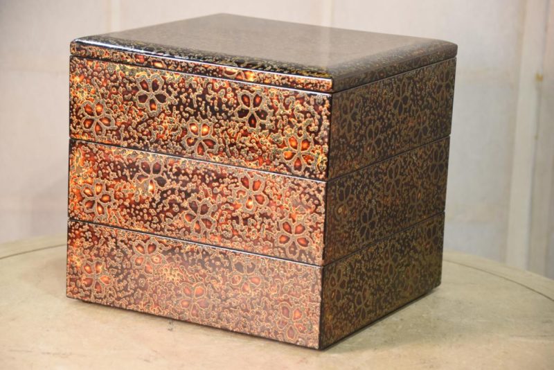Japanese Wakasa Lacquer Jubako Stacking Lidded Box Width:230mm - Image 6