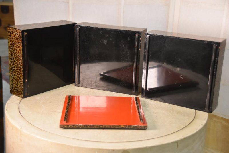 Japanese Wakasa Lacquer Jubako Stacking Lidded Box Width:230mm - Image 4