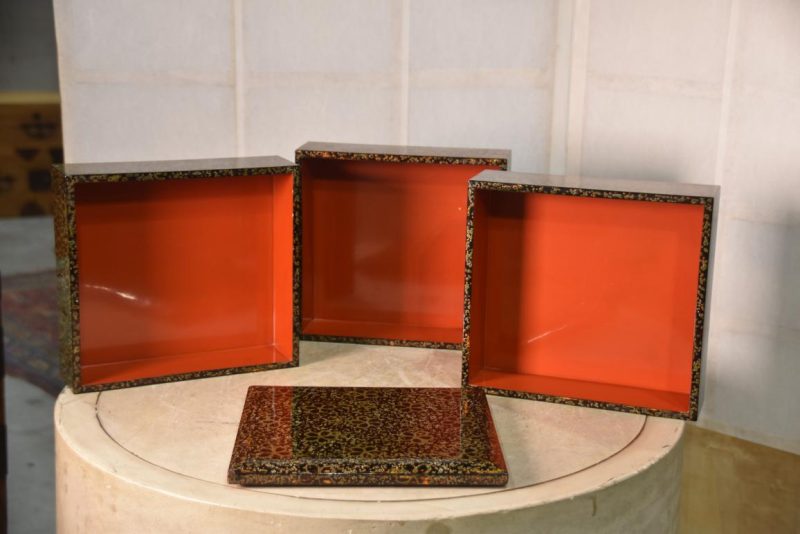 Japanese Wakasa Lacquer Jubako Stacking Lidded Box Width:230mm - Image 3
