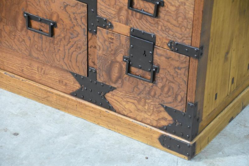 Japanese Burl Elm Clothing Chest 2 Sections Width:1100mm - Image 8