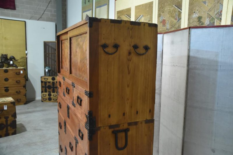 Japanese Burl Elm Clothing Chest 2 Sections Width:1100mm - Image 7