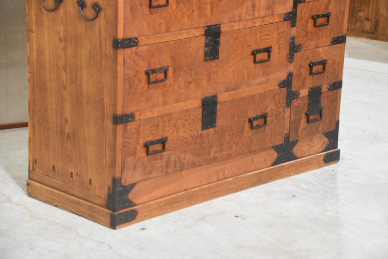 Japanese Burl Elm Clothing Chest 2 Sections Width:1100mm - Image 2
