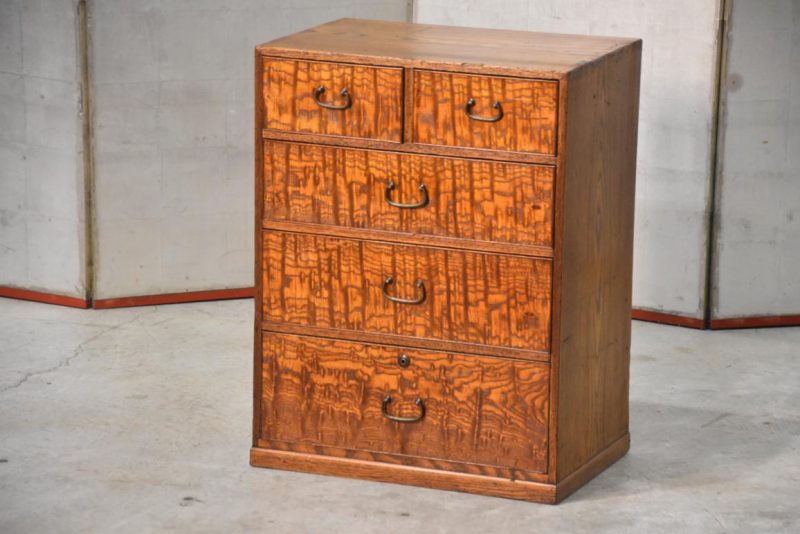 Burled Mulberry Hikidashi Drawer Chest  Width:485mm