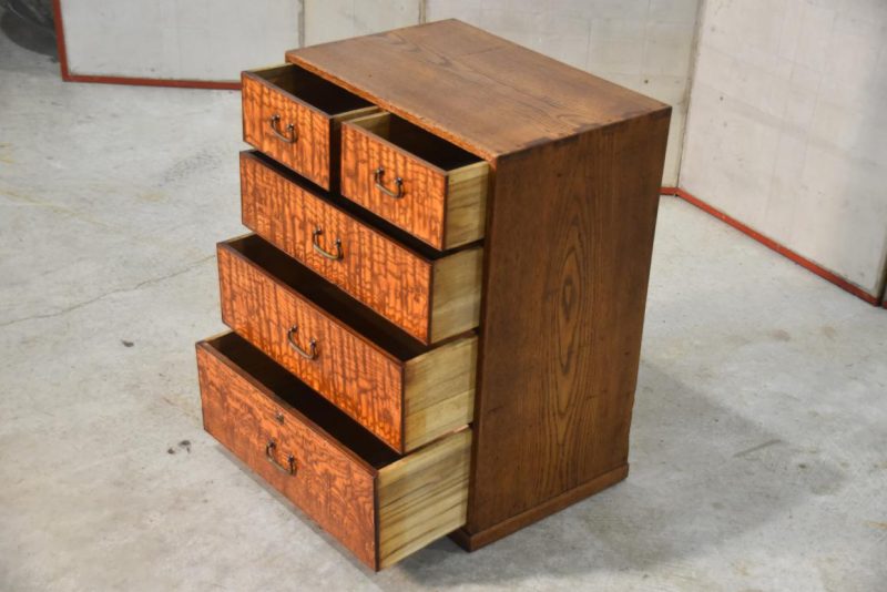 Burled Mulberry Hikidashi Drawer Chest  Width:485mm - Image 5
