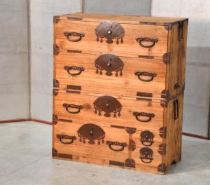 Antique 2 Section Clothing Chest with Fan Lock Plates  Width:880mm