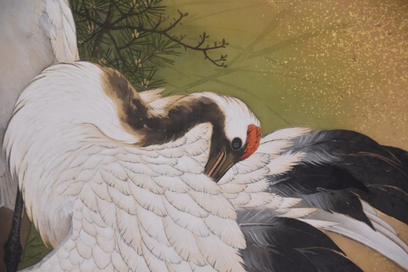 Taisho Period Cranes 2 Panel Screen Width:1660mm - Image 5