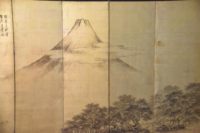 Sumi-E (Ink Brush) Old Mt Fuji on Gold Leaf Screen Width:3460mm - Image 8