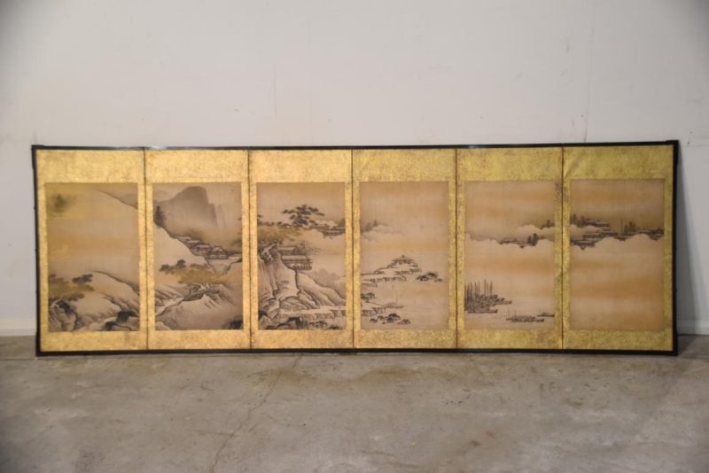 Early Edo Period Ink Brush Landscapes 6 Panel Screen Width:Width:2850mm - Image 2
