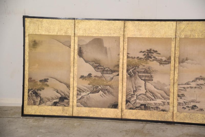 Early Edo Period Ink Brush Landscapes 6 Panel Screen Width:Width:2850mm